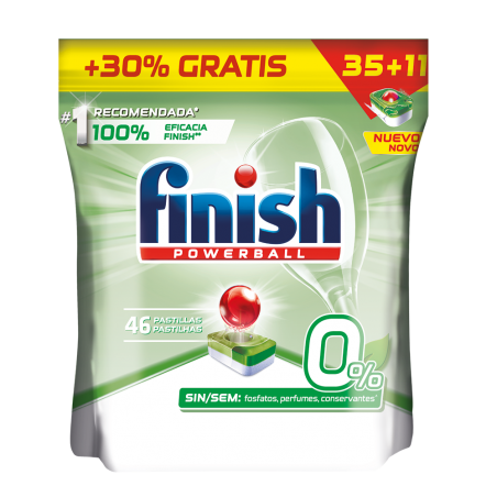 Finish 0% Pastillas para el lavavajillas 92 pastillas.