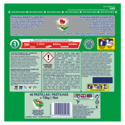 Finish 0% Pastillas para el lavavajillas 92 pastillas.