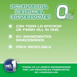 Finish 0% Pastillas para el lavavajillas 92 pastillas.