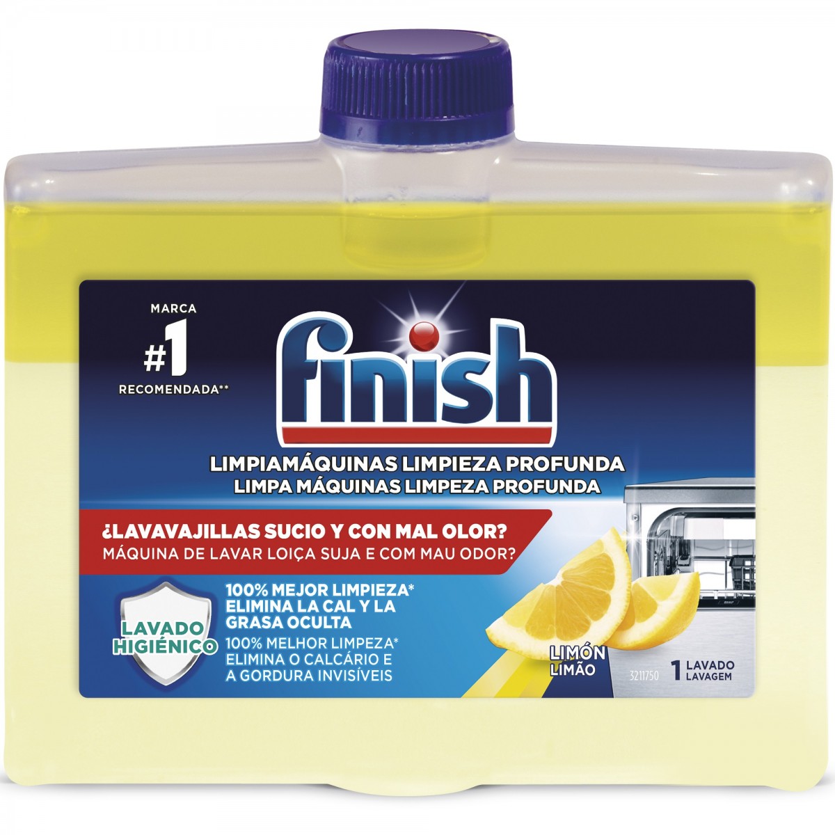 Finish Limpiamáquinas limpieza profunda para el Lavavajillas Limón 4x 250ml.